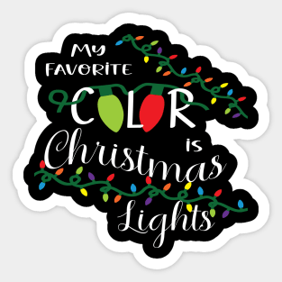 Favorite Color is Christmas Lights (White Text) Sticker